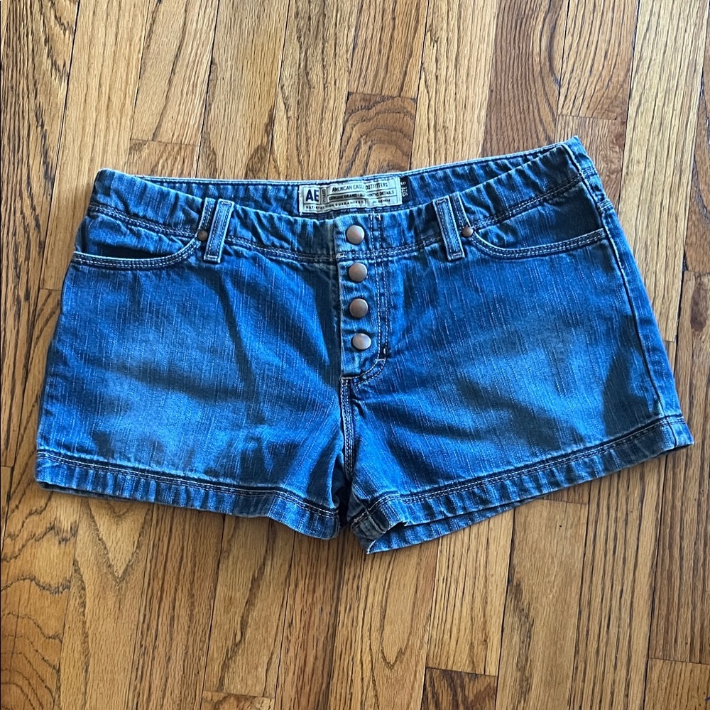 American Eagle Outfitters Button-Front Denim Shorts in Blue